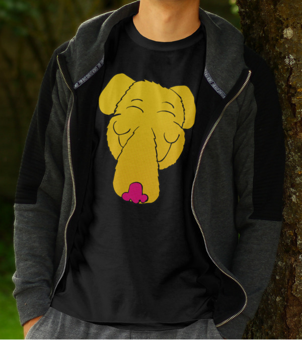 Cartoon Yellow Labrador Dog Head With A Pink Tongue T-Shirt