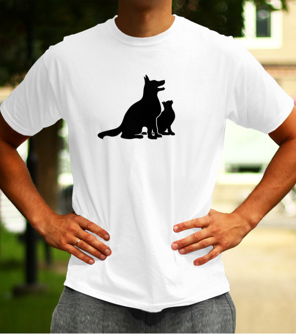 Dog And Cat Silhouette Companions Friendship T-Shirt