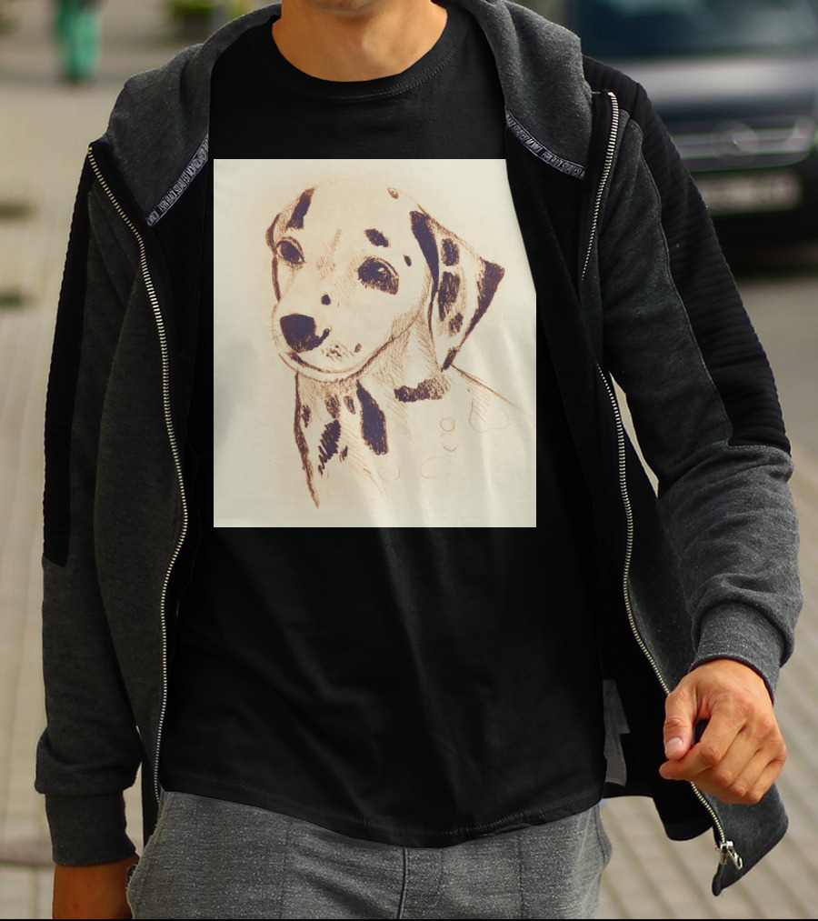 Dalmatian Dog Pencil Sketch T-Shirt