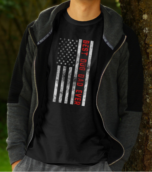 Best Dog Dad Ever American Flag T-Shirt
