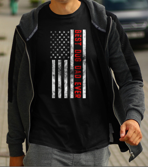 Best Dog Dad Ever American Flag T-Shirt
