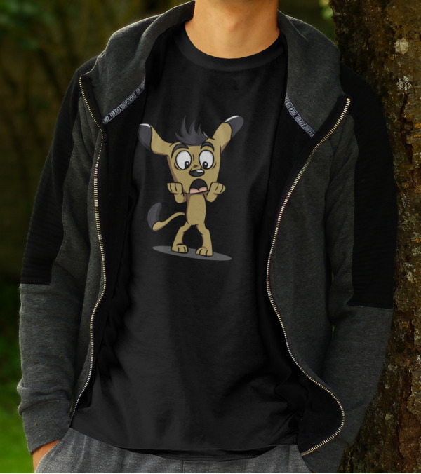 Cartoon Surprised Dog Creature Expressive Reaction T-Shirt