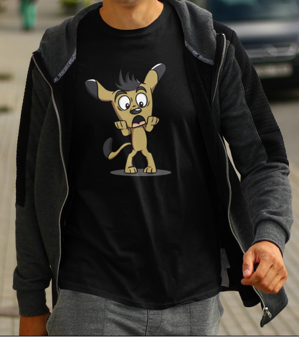 Cartoon Surprised Dog Creature Expressive Reaction T-Shirt