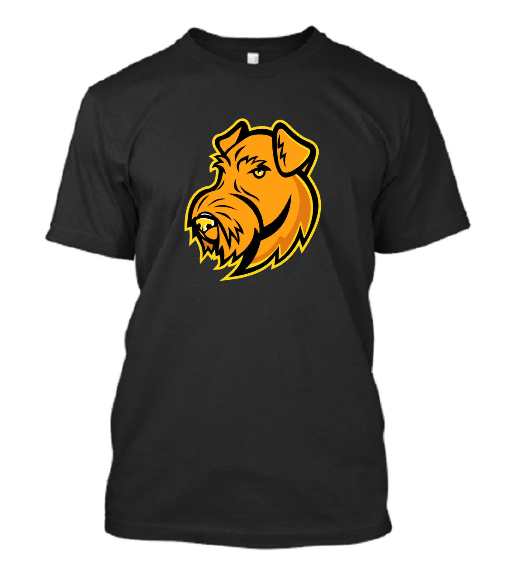 Airedale Terrier Dog Mascot Artwork Bold Yellow Canine Head T-Shirt