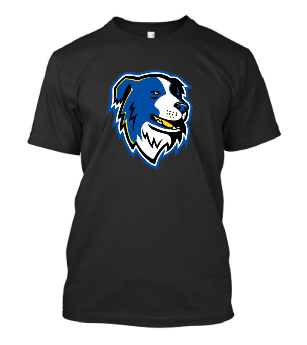 Border Collie Dog Mascot Artwork Blue Black White Canine T-Shirt