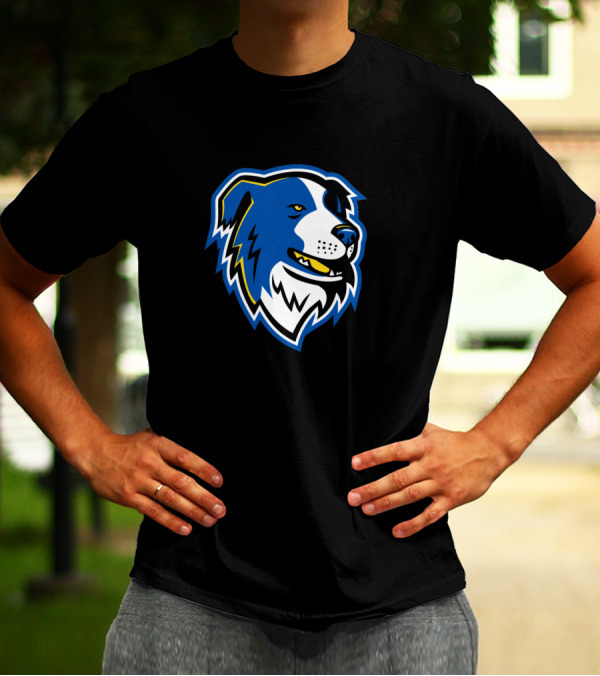 Border Collie Dog Mascot Artwork Blue Black White Canine T-Shirt