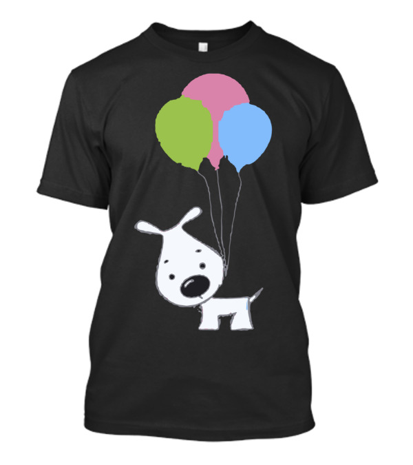 Playful Dog With Colorful Balloons Floating Effortlessly T-Shirt
