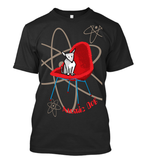 Atomic Dog On Red Hairy Chair With Atomic Symbols T-Shirt