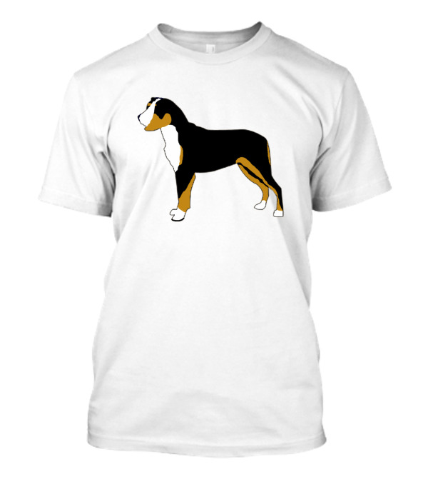 Entlebucher Mountain Dog Silhouette Black Orange And White T-Shirt