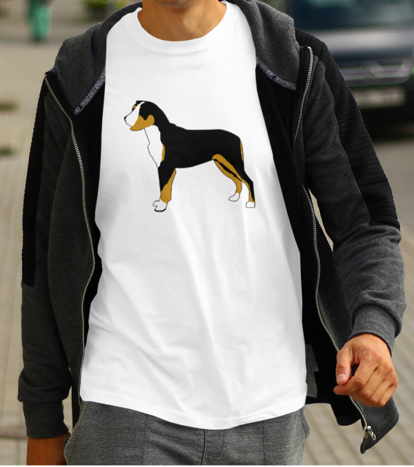 Entlebucher Mountain Dog Silhouette Black Orange And White T-Shirt
