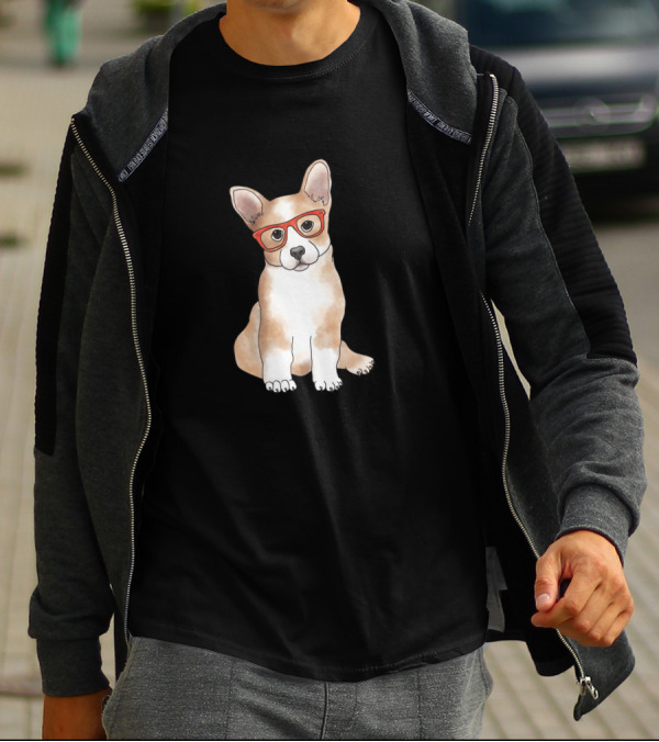 Cuddly Corgi Wearing Red Glasses Sitting Adorably T-Shirt