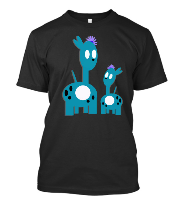 Youthful Blue Creature Duo With Purple Flower Tufts And White Spots T-Shirt