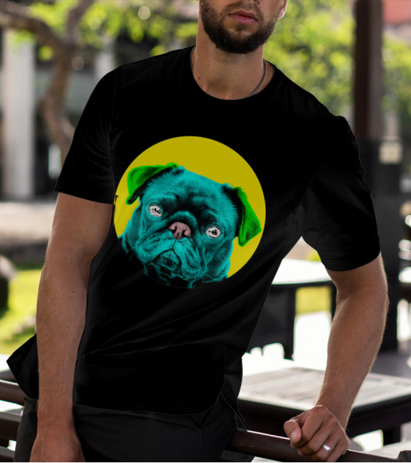 Yellow Bubble Pug Neon Pop T-Shirt