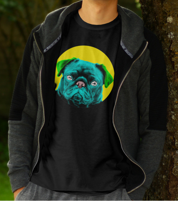 Yellow Bubble Pug Neon Pop T-Shirt