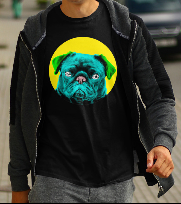 Yellow Bubble Pug Neon Pop T-Shirt