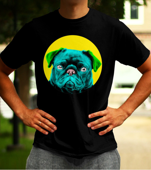 Yellow Bubble Pug Neon Pop T-Shirt