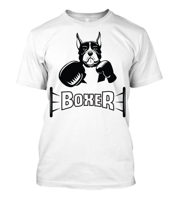 Boxer Dog With Boxing Gloves And Text Boxer In Ring Style Font T-Shirt