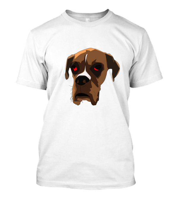 Red Eyed Boxer Dog Face With Intense Expression T-Shirt