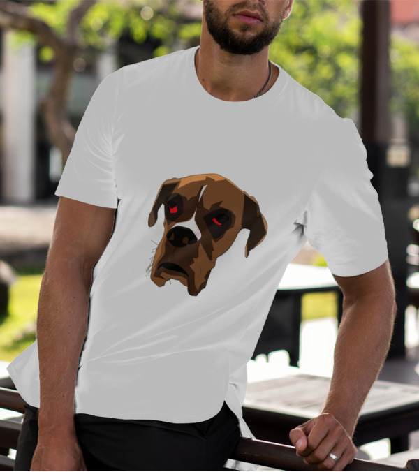Red Eyed Boxer Dog Face With Intense Expression T-Shirt