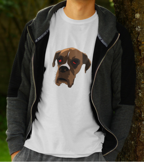 Red Eyed Boxer Dog Face With Intense Expression T-Shirt