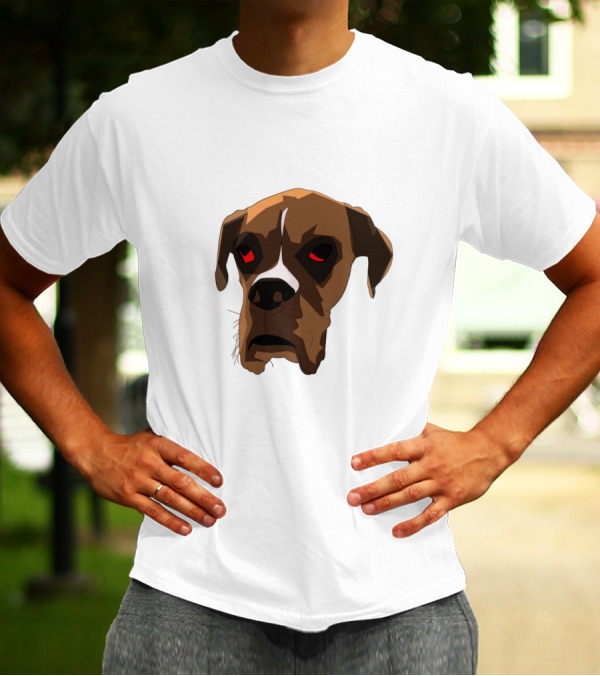 Red Eyed Boxer Dog Face With Intense Expression T-Shirt