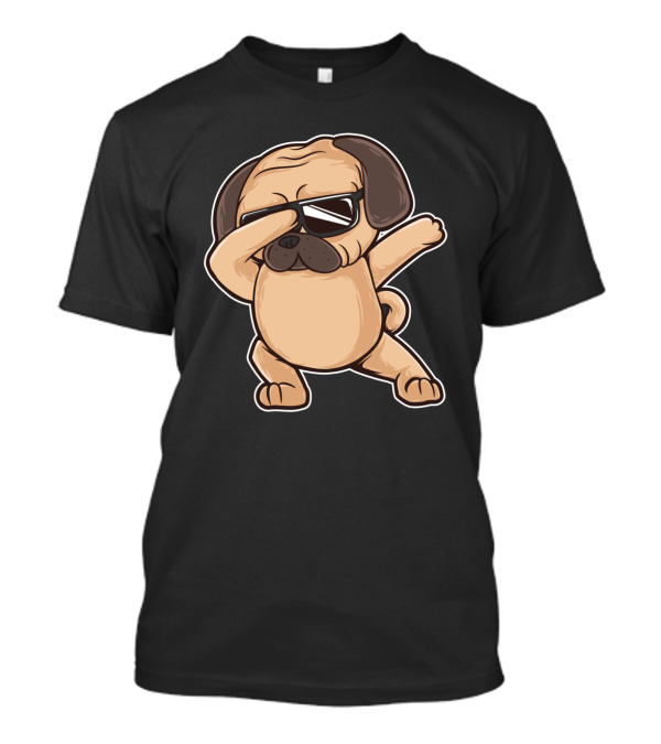 Funny Dabbing Pug Dog Wearing Sunglasses Dab Pose T-Shirt