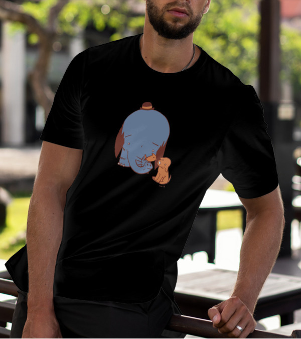 Elephant And Dog Companions With Cute Hat And Trunk Play T-Shirt