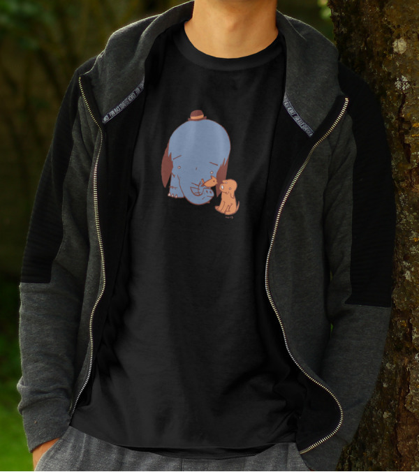 Elephant And Dog Companions With Cute Hat And Trunk Play T-Shirt