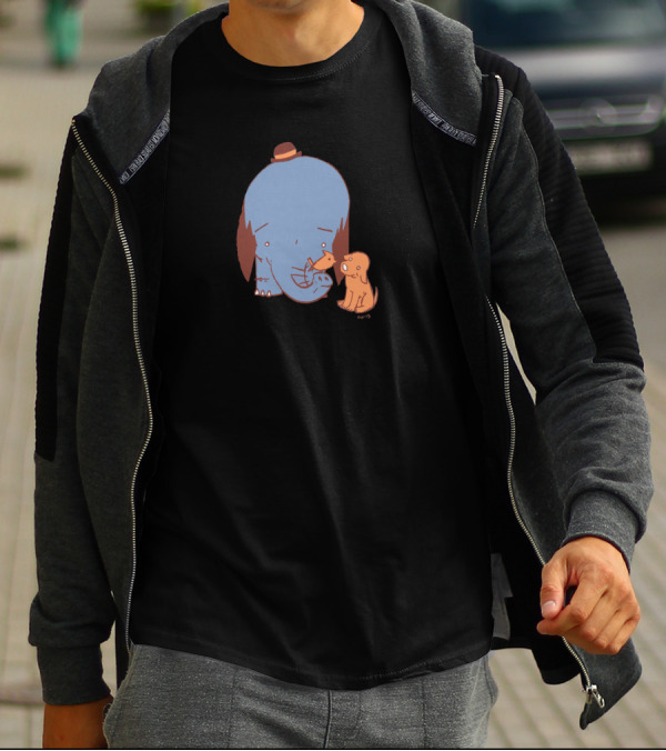 Elephant And Dog Companions With Cute Hat And Trunk Play T-Shirt