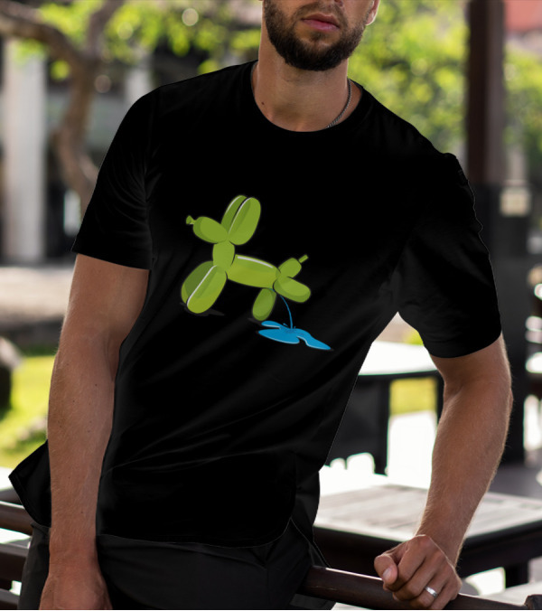 Naughty Dog Green Balloon Animal Humor T-Shirt
