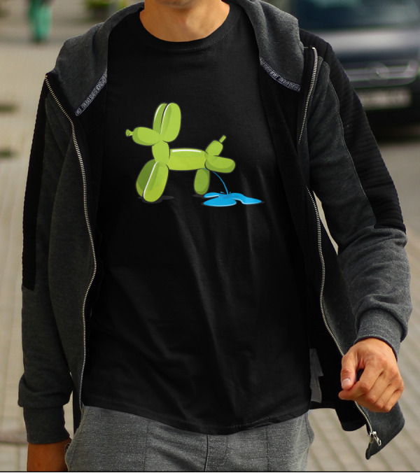 Naughty Dog Green Balloon Animal Humor T-Shirt