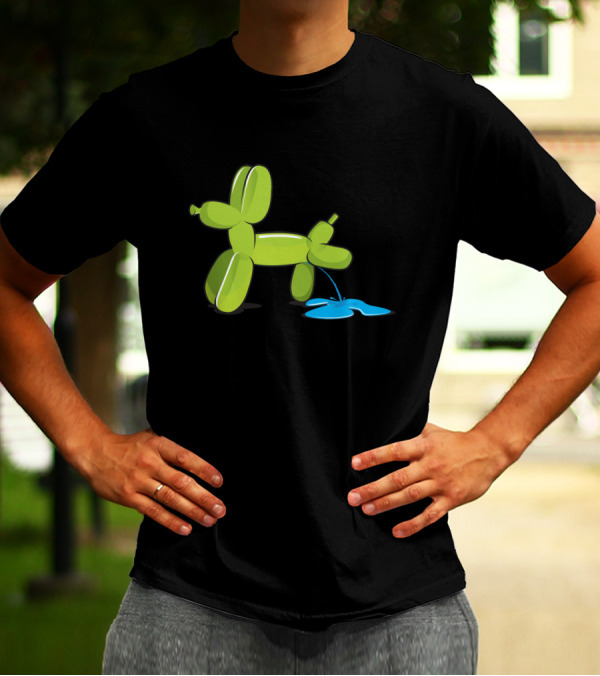 Naughty Dog Green Balloon Animal Humor T-Shirt