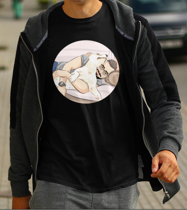 Man Hugging Dog T-Shirt