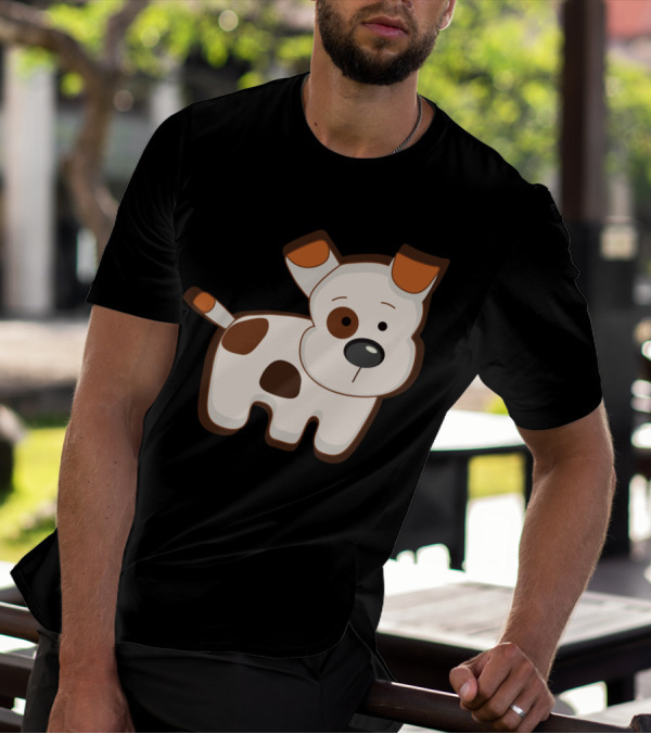 Cartoon Dog With Brown Spots Animation Cute Drawing T-Shirt