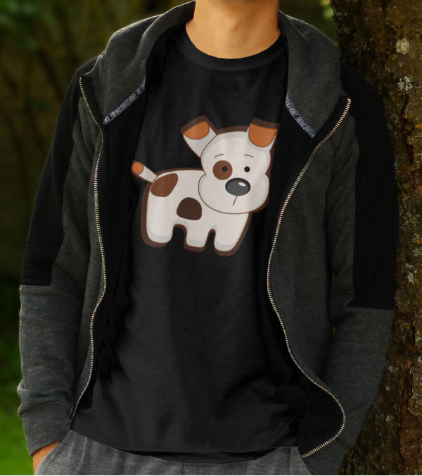 Cartoon Dog With Brown Spots Animation Cute Drawing T-Shirt