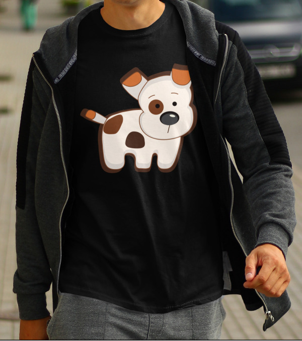 Cartoon Dog With Brown Spots Animation Cute Drawing T-Shirt