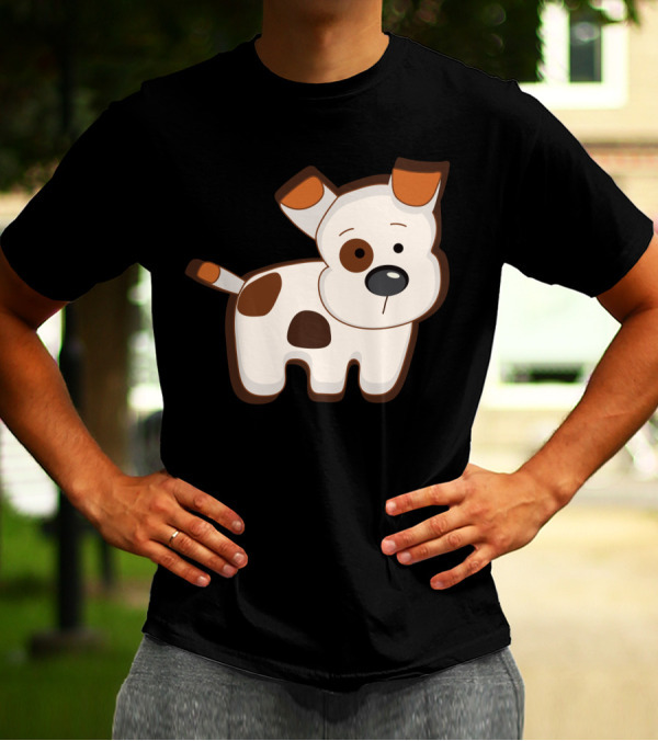 Cartoon Dog With Brown Spots Animation Cute Drawing T-Shirt