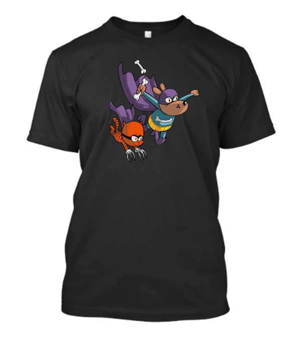 DOG MAN AND CAT SUPERHERO ADVENTURE POSE WITH CAPES T-Shirt