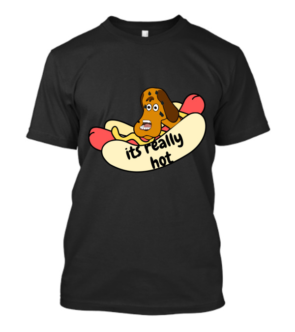 Dog Feeling Hot In Hotdog It's Really Hot T-Shirt