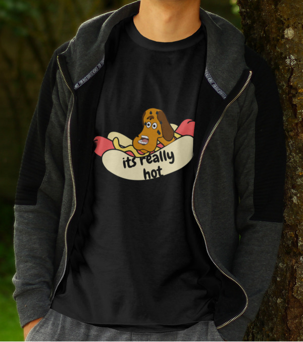 Dog Feeling Hot In Hotdog It's Really Hot T-Shirt