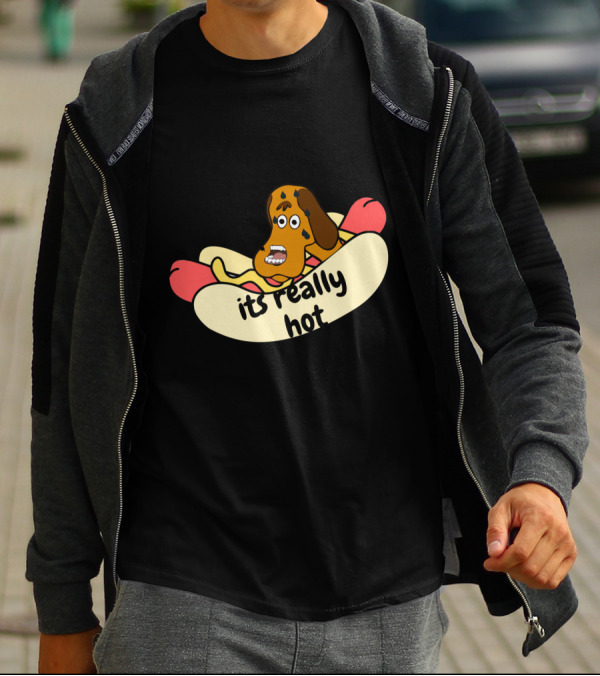 Dog Feeling Hot In Hotdog It's Really Hot T-Shirt