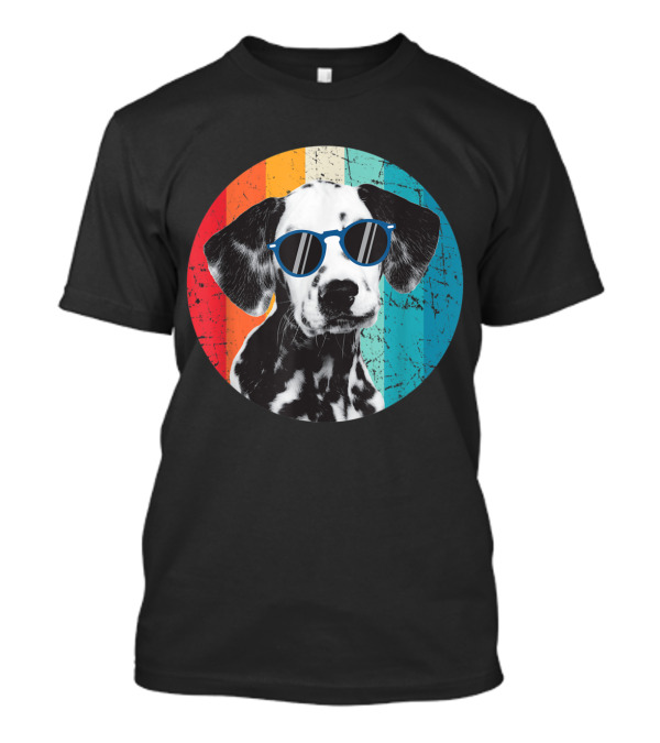 Vintage Dalmatian Cool Dog With Sunglasses Retro Stripes T-Shirt