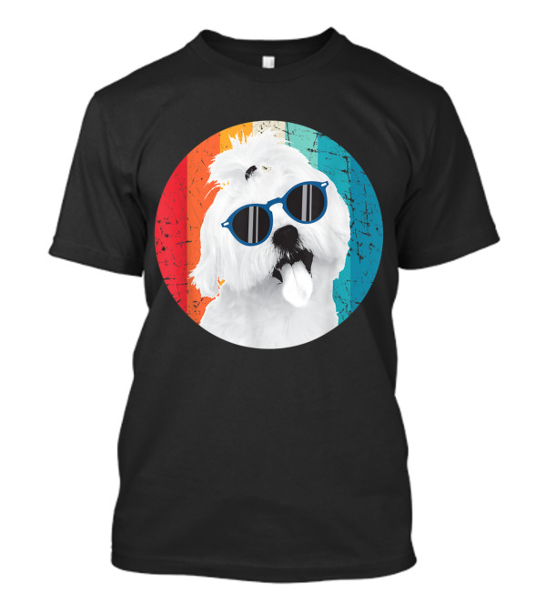 Retro Rainbow Sunglasses Maltese Dog T-Shirt
