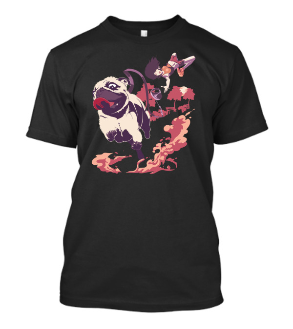 PUGTASTROPHE Park Adventure With Running Pug And Surprised Bystander T-Shirt