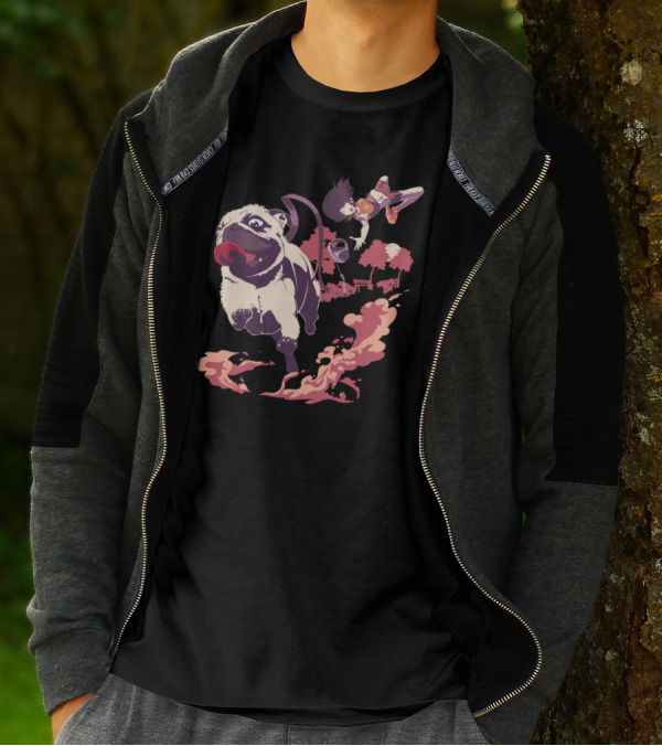 PUGTASTROPHE Park Adventure With Running Pug And Surprised Bystander T-Shirt