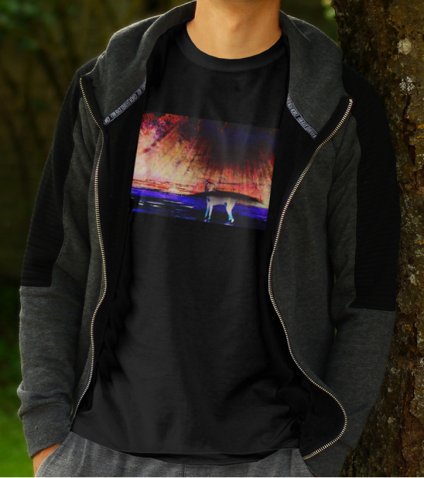 Dobercreek Abstract Landscape With Doberman And Vibrant Sky T-Shirt