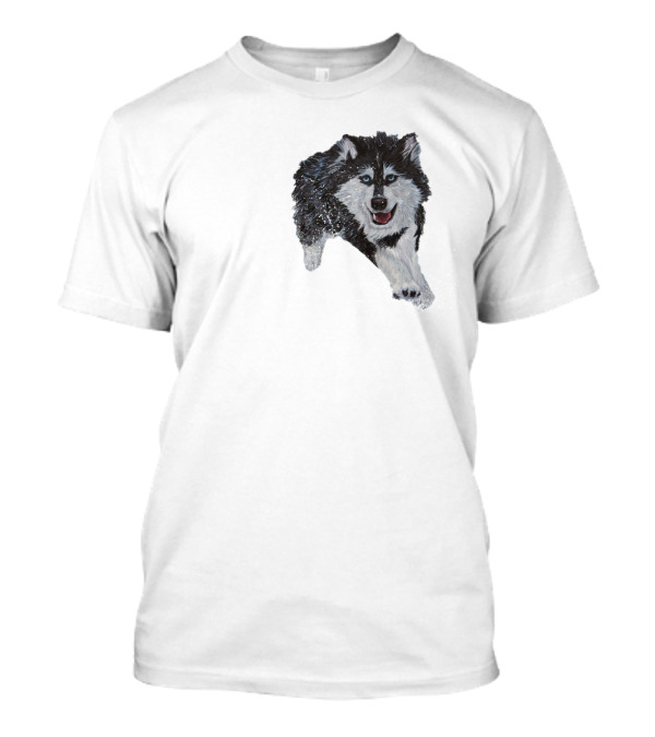 Husky Runner Siberian Dog Dynamic Snowy Motion Appearance T-Shirt