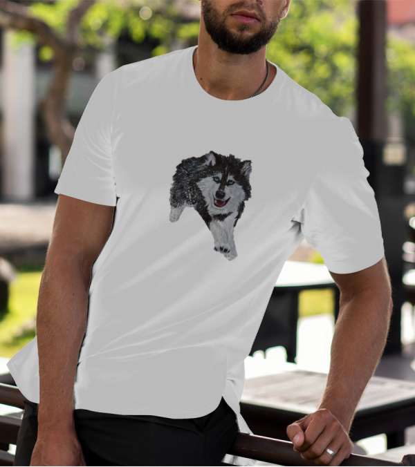 Husky Runner Siberian Dog Dynamic Snowy Motion Appearance T-Shirt