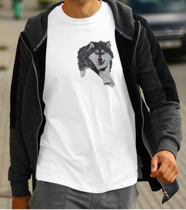 Husky Runner Siberian Dog Dynamic Snowy Motion Appearance T-Shirt