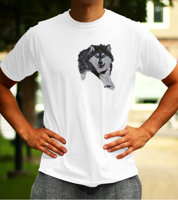 Husky Runner Siberian Dog Dynamic Snowy Motion Appearance T-Shirt